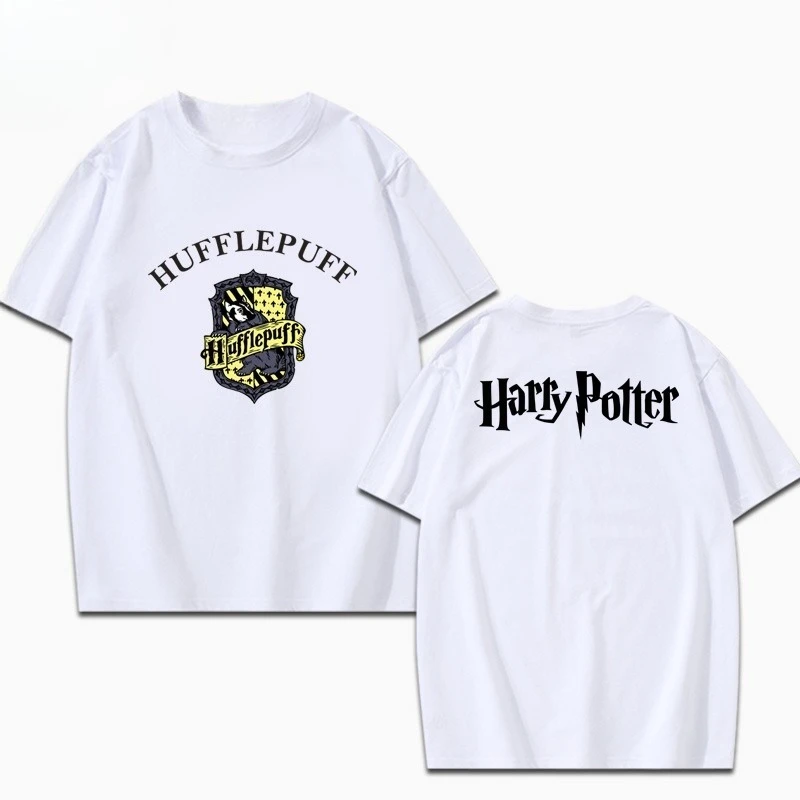 Harry Potter Casual Algodón Manga Corta Ropa para Hombres y Mujeres Gryffindor Slytherin Camiseta Casual Versátil y de Moda