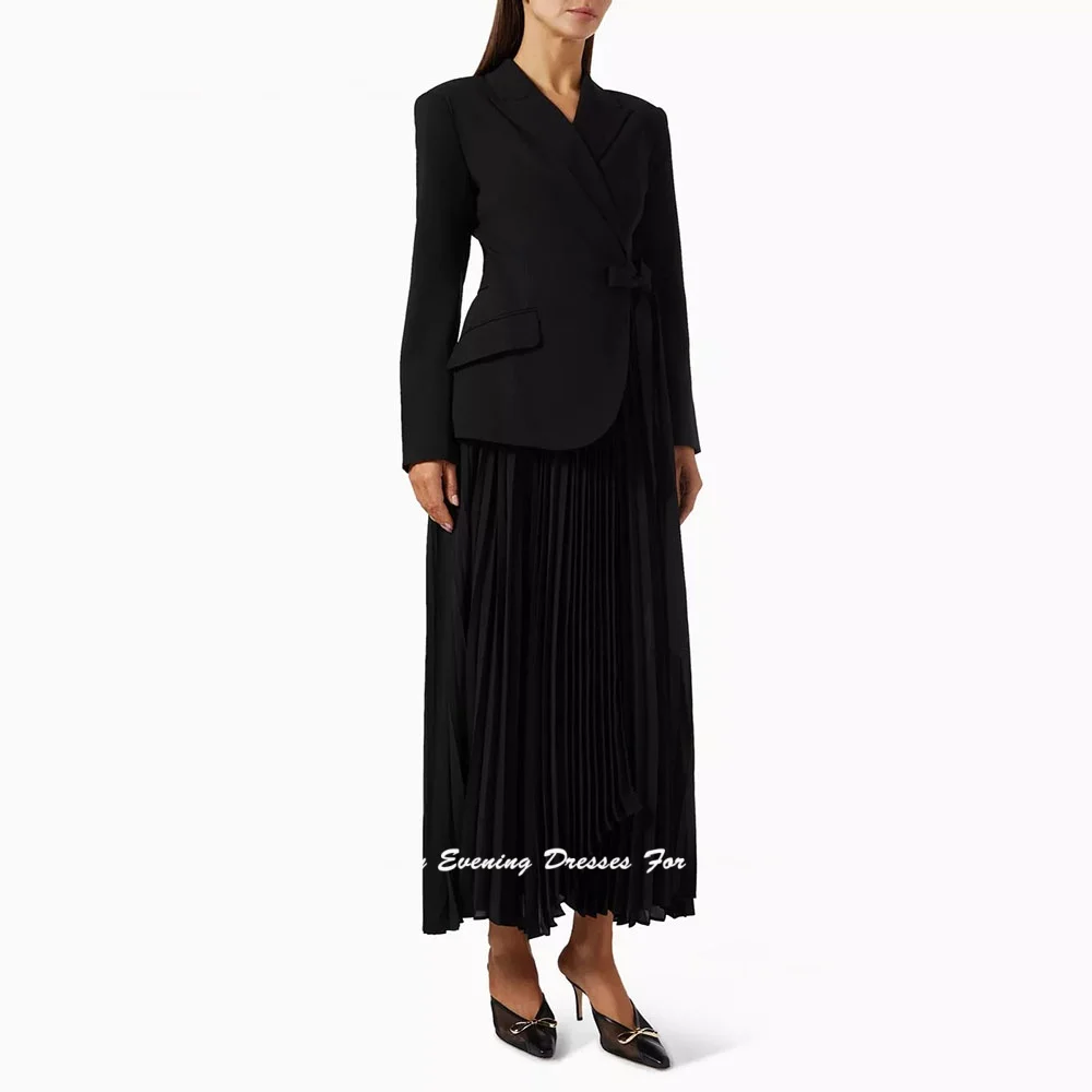 Black White Crepe Chiffon Maxi Dress V-Neck Formal Evening Gown
