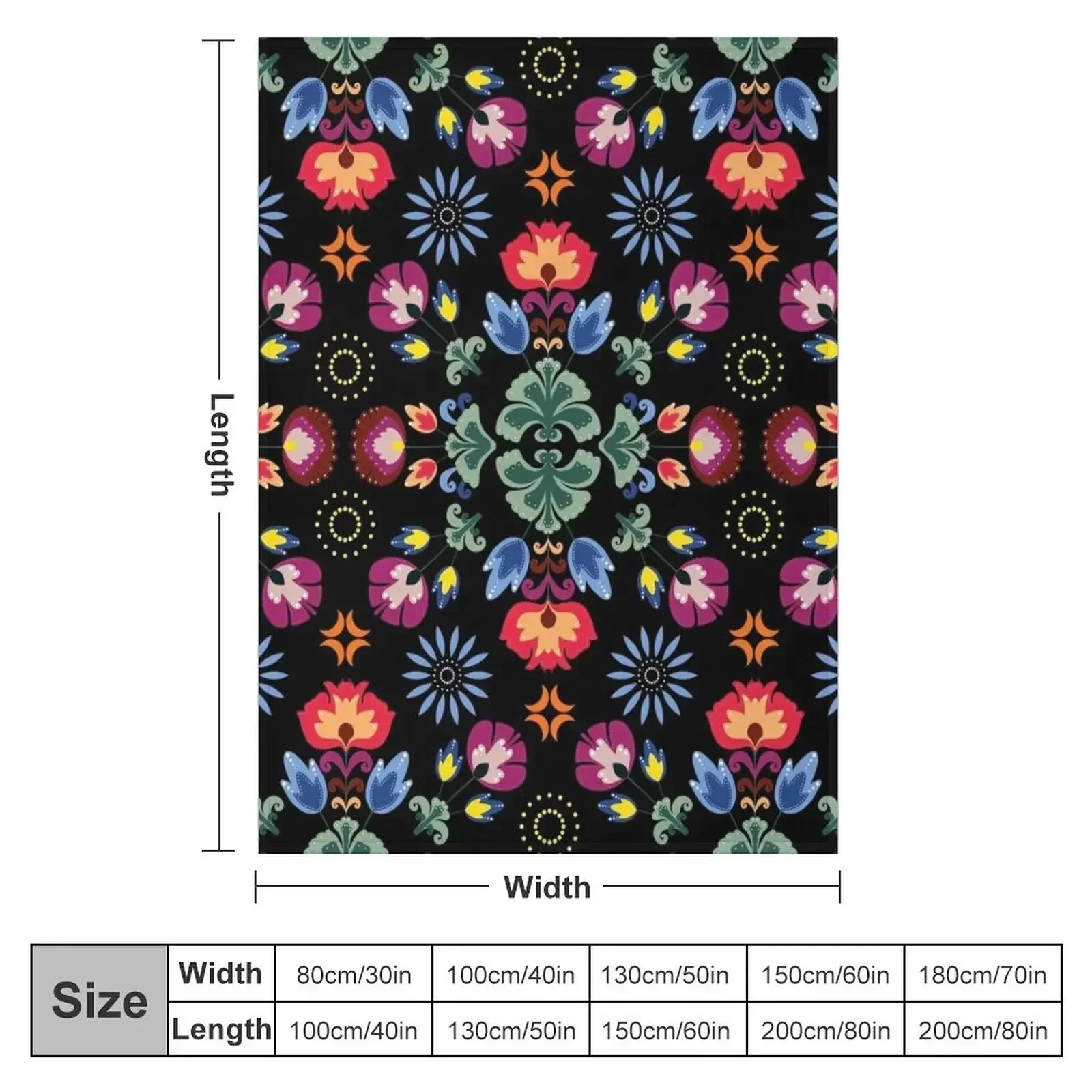 Fiesta Folk Black Throw Blanket Flannel Fabric Luxury Thicken Sofa Throw Blankets