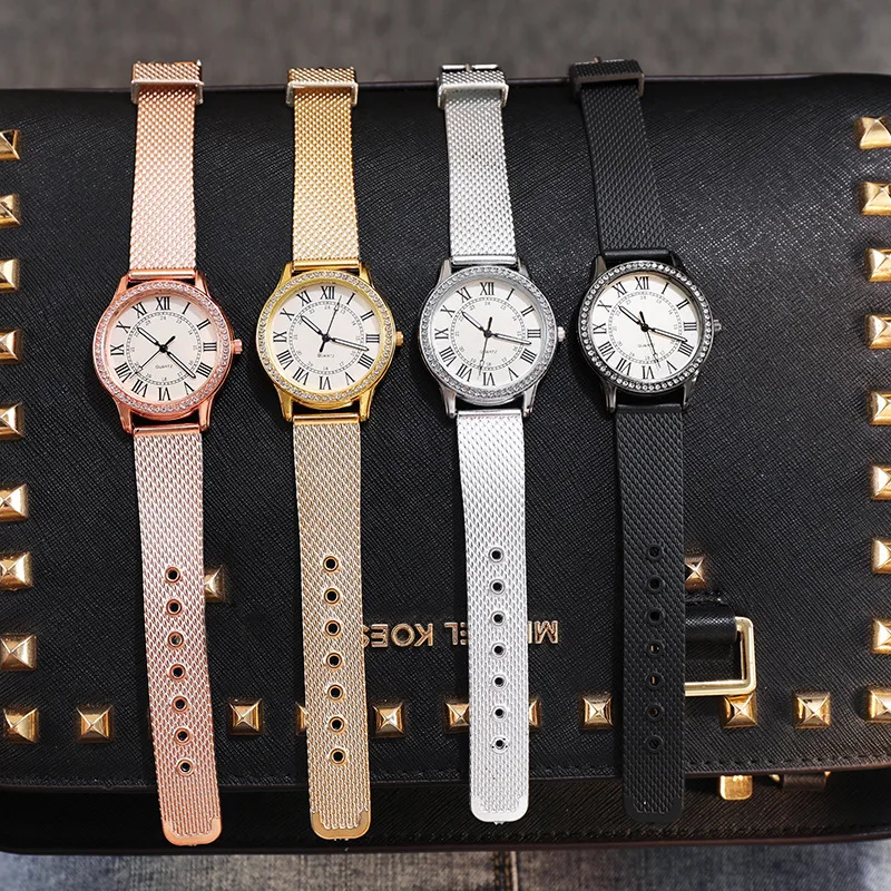 Retro Simple Roman Numerals Diamond Luminous Watch Ladies Quartz Watch Wholesale