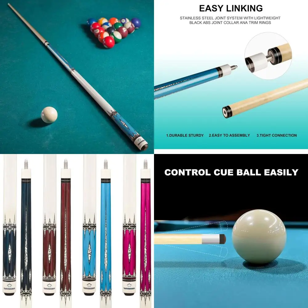 

58 Pool Cue with 13mm Fiber Tip, 20oz Weight, 4 Color Options for Beginners and Home Play