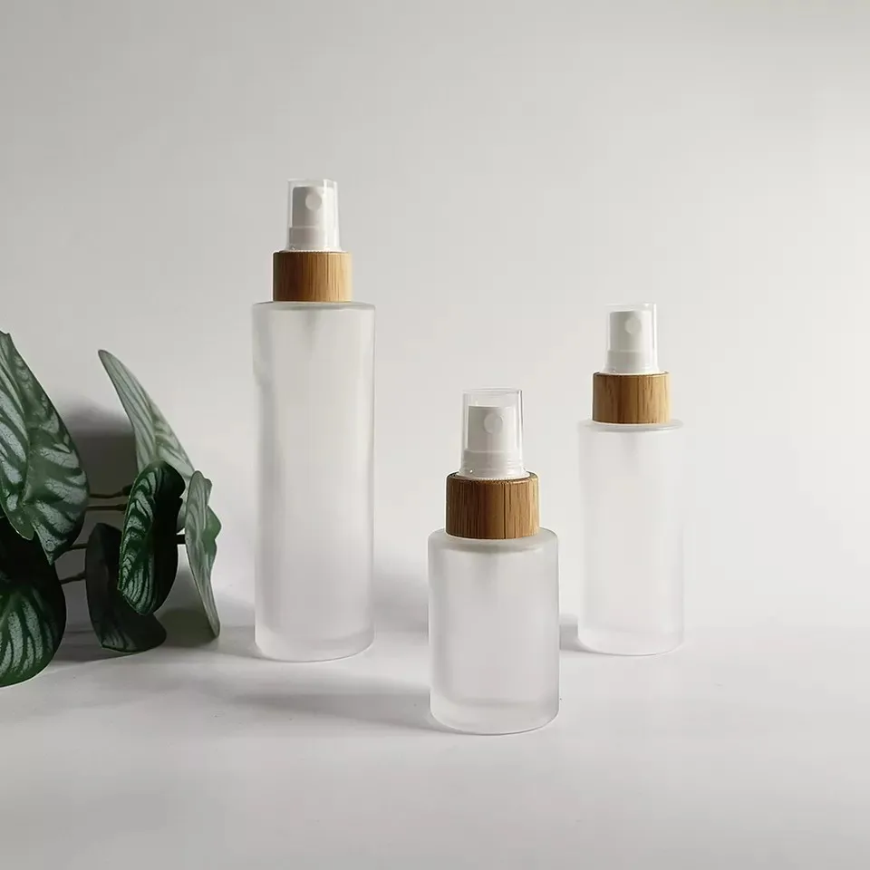 

Refil 20ml 30ml 50ml 60ml 80ml 100ml 120ml Empty Matte Glass Perfume Mist Spray Bottle with Bamboo Wooden Lid Cosmetic Container