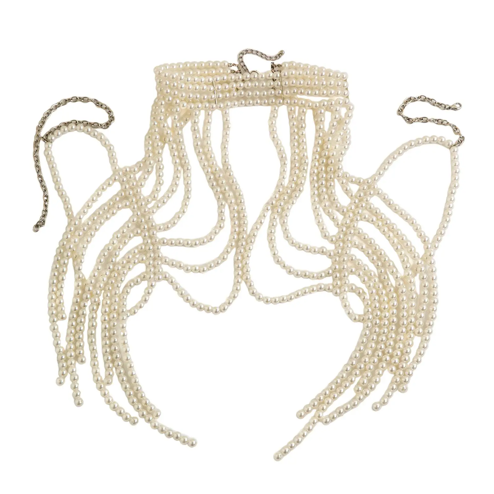Beaded Body Chain Fashion Vintage Style Back Chain Jewelry Shawl Shoulder Necklace for Beach Holiday Role Playing Party Bridal