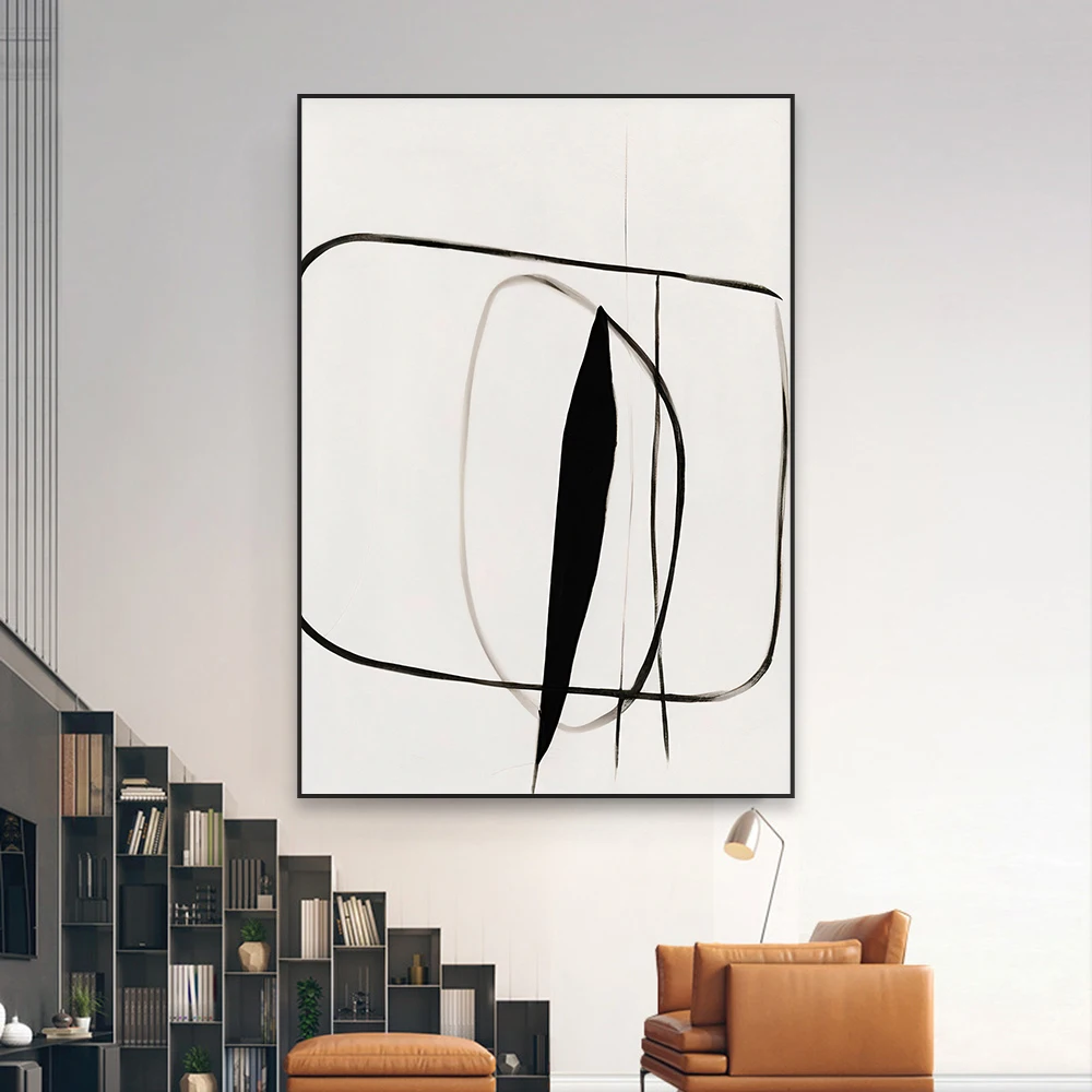 Neutral Beige Art Poster Abstract Minimalist Line Geometric Shape Art Prints Brush Strokes Art Prints Canvas Painting Home Decor