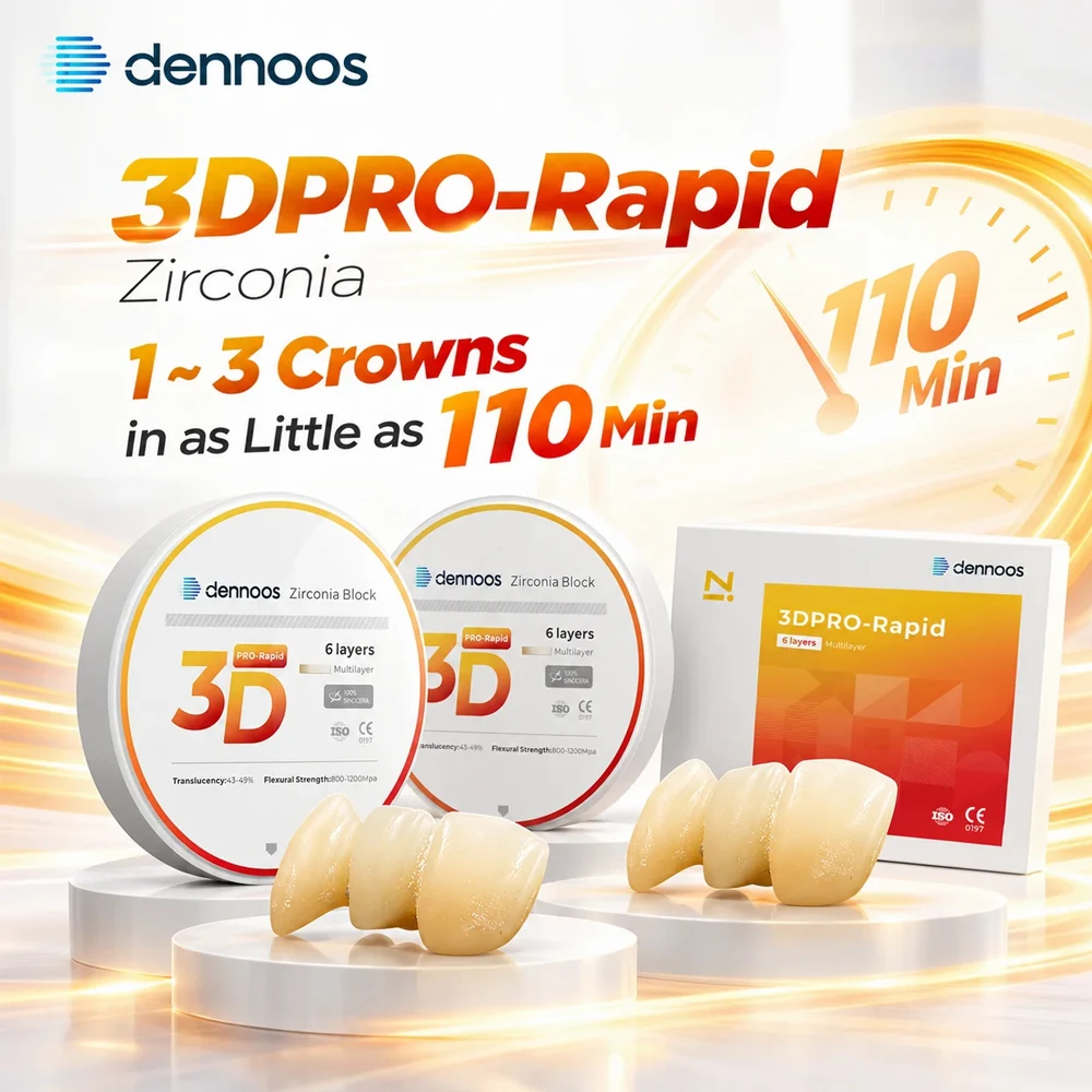 Image of 3DPRO Rapid Zirkonoxid-Block Schnellsinterung 110 Minuten 5 Schichten 43-49% Transluzenz 800-1200MPa für Zahnlaborkronen