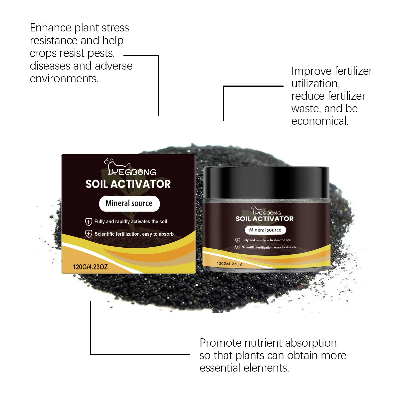120G Soil Activator Plant Nuytrient Supplement Improve Soil Quality Boosts Germination Plant Nutrient Powder for Garden Planting