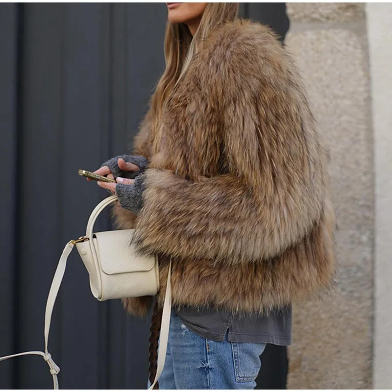 

Solid Color Long Sleeve Fur Coat 2025 Fashionable Elegant Women's Autumn Winter office lady Outfit