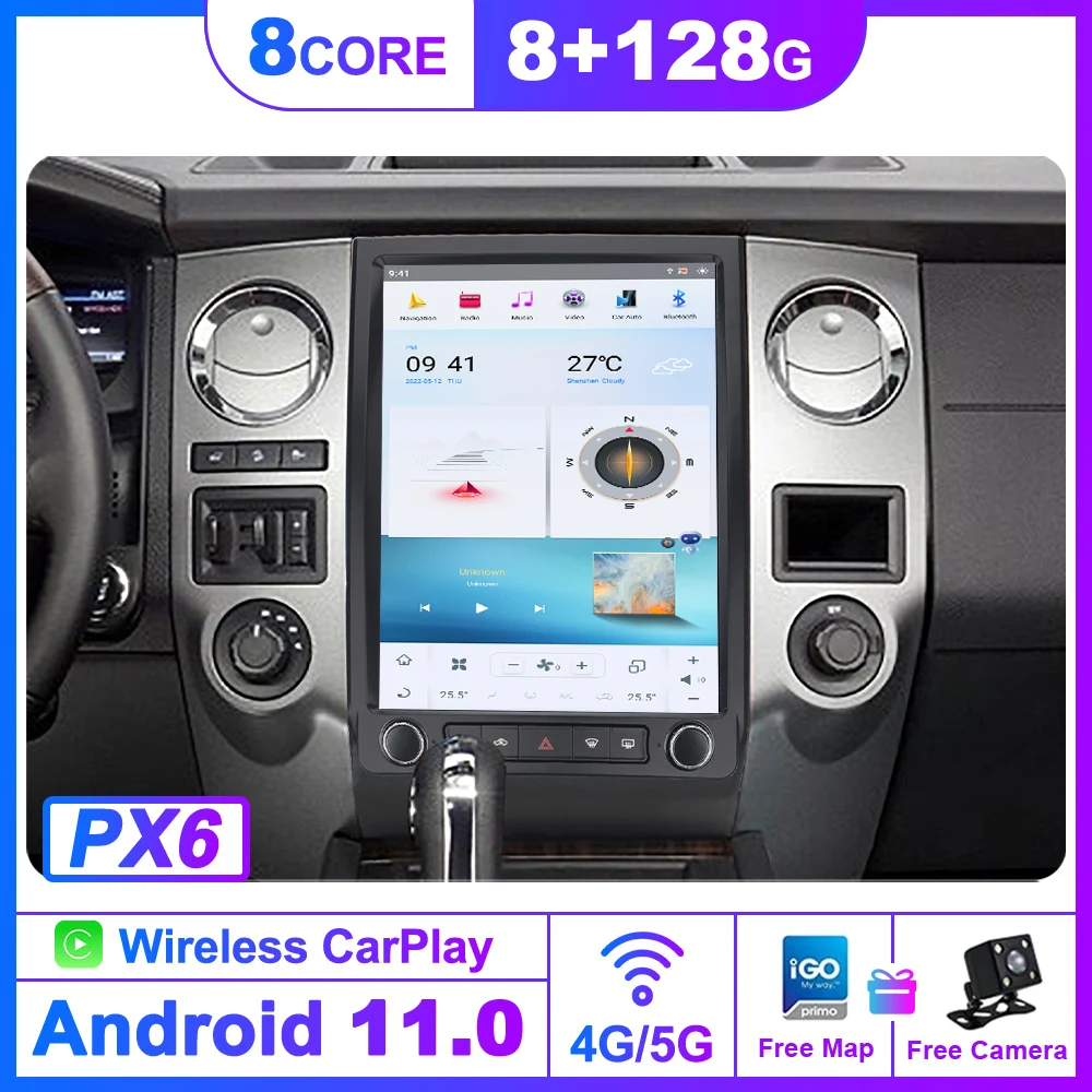 Android  For Tesla Style For Ford Expedition F450 2015 - 2017 Car Multimedia Player GPS Navigation Radio Auto Stereo HeadUnit