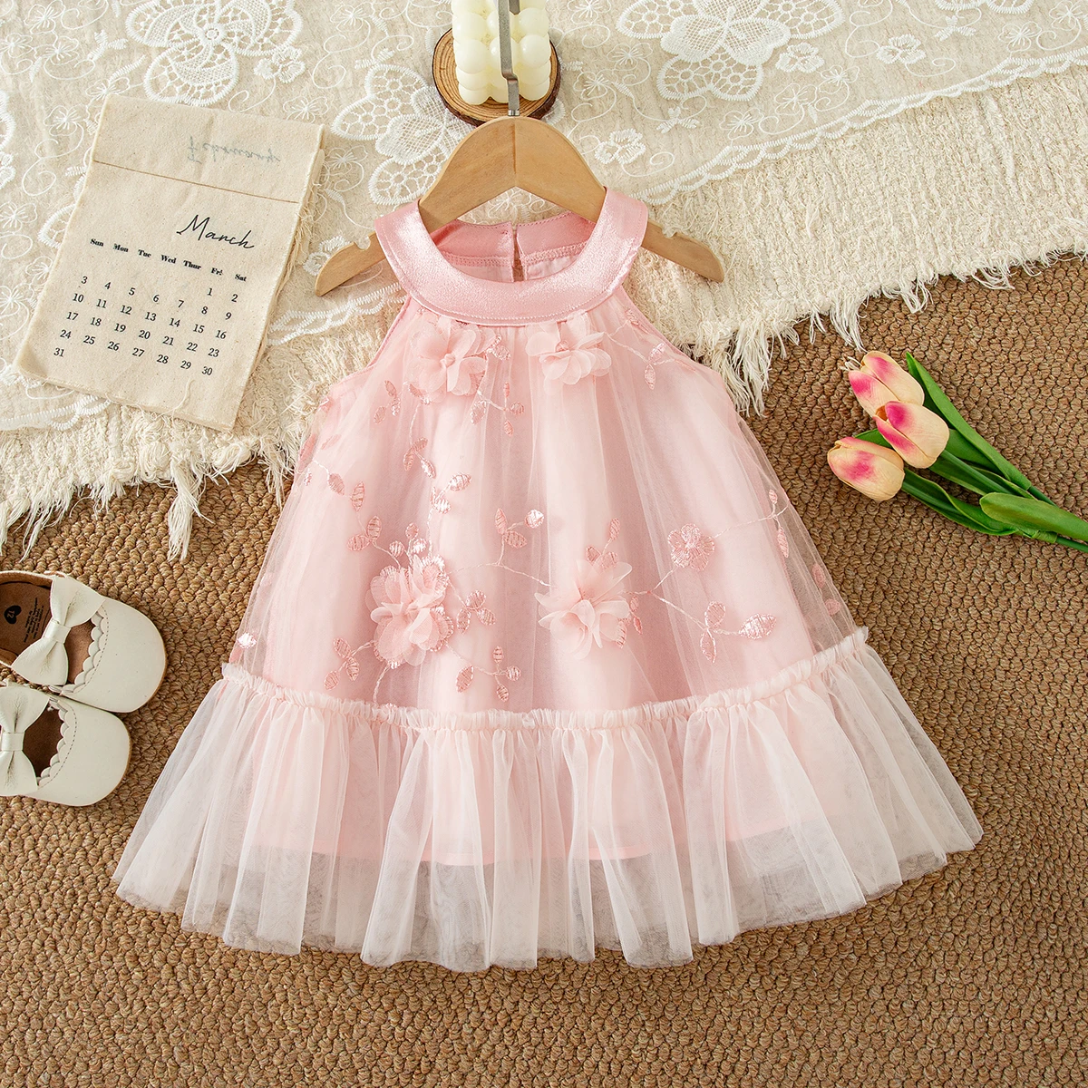 Birthday Party Dress Summer Baby Girl Dress Sweet Sleeveless Chiffon Princess Dress Elegant Fairy Baby Dress 9 Months - 4 Years
