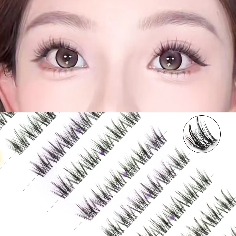 60 grappole Ciglia autoadesive Ciglia senza colla Ciglia individuali Cluster per ciglia morbide Ciglia autoadesive riutilizzabili da 10-12 mm