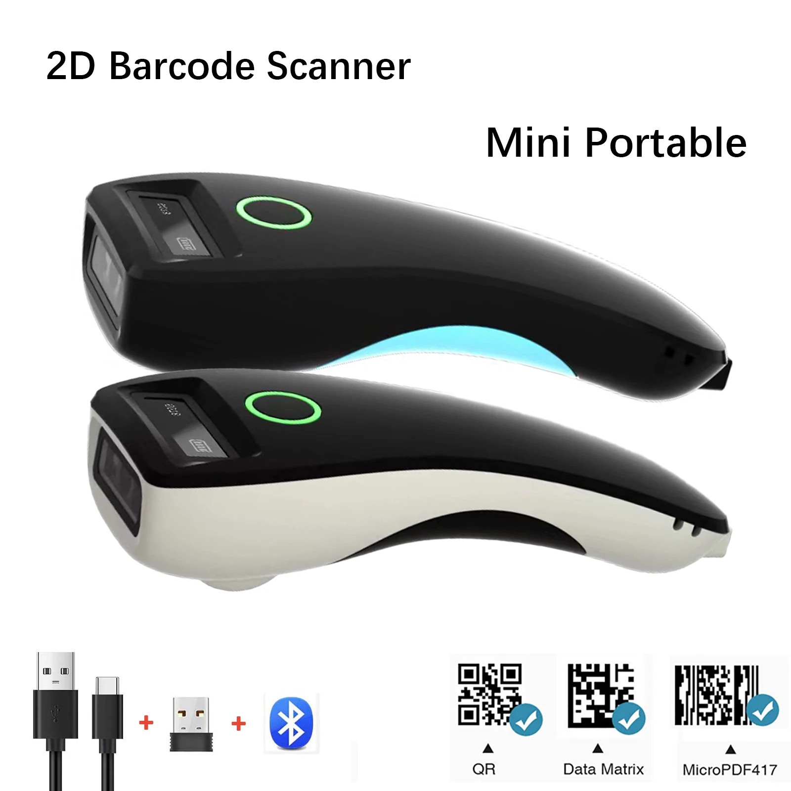 Mini Barcode Scanner W6 Wireless 1D 2D CMOS Scanner Bluetooth Mini Pocket QR Code Reader IOS Android for Mobile Payment