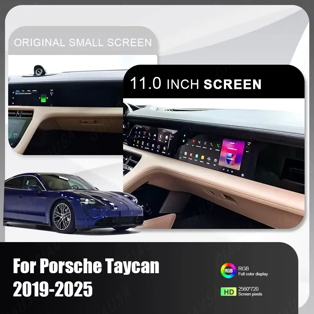 Android 13.0 GPS Navigation Carplay For Porsche Taycan 2019-2025 Car Radio Passenger Co-pilot Screen Multimedia Player Head Unit