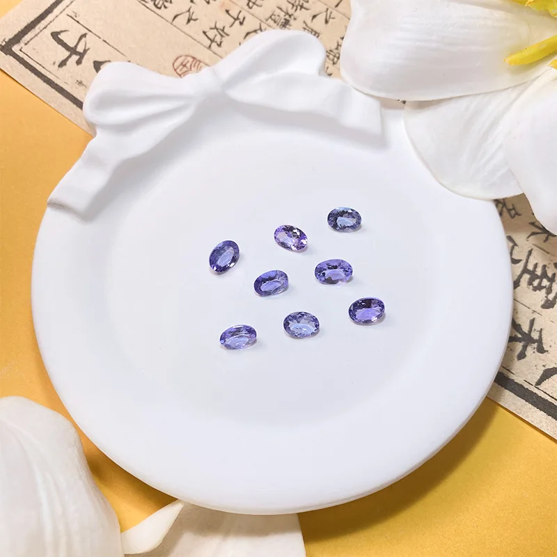 Wholesale 5pcs Natural Blue Tanzanite Bead 3x4mm 3x5mm 4x6mm 5x7mm Oval brilliant-Cut Semi-Precious Gemstone Jewelry Cabochon