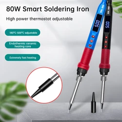 80W LED Digital Display Electric Soldering Iron 180℃-500℃ Heating Constant Temperature 909l Home Adjustable Smart Soldering Iron