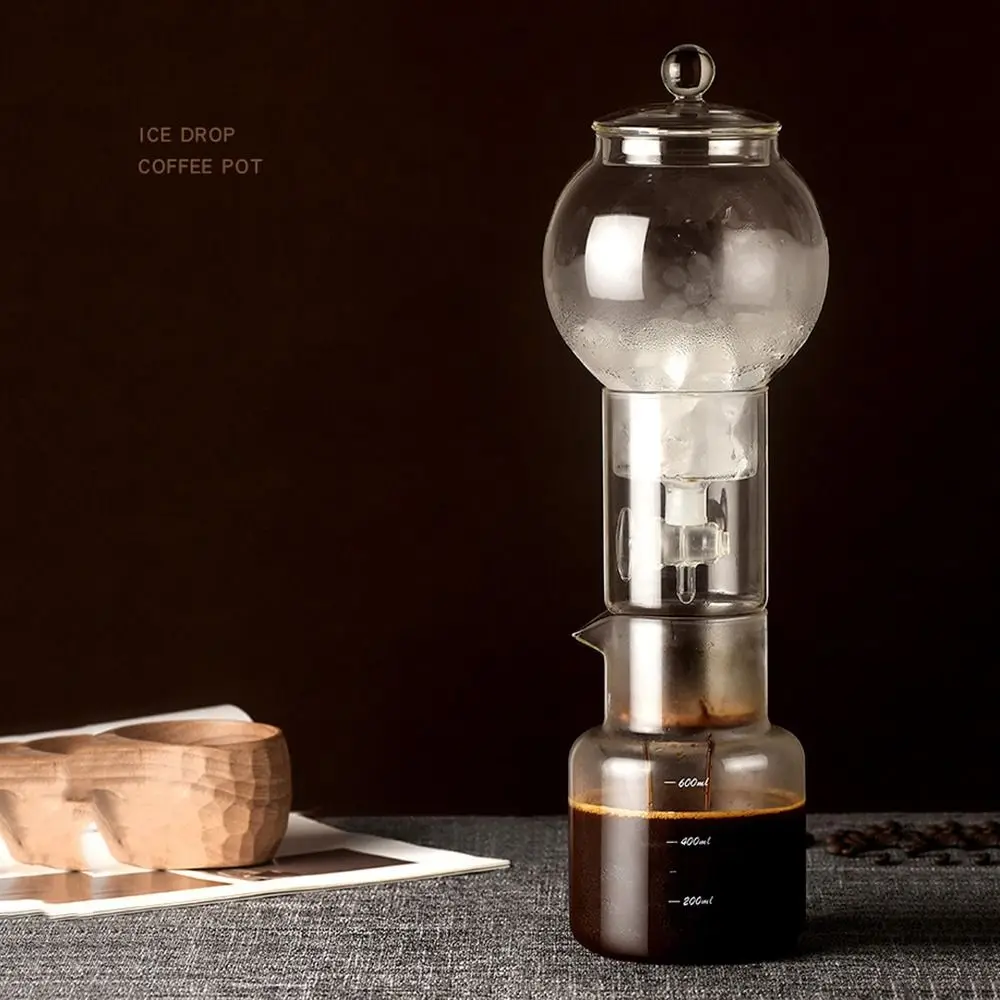 600ml Ice Dripper Coffee Maker Slow Drip Technology Borosilicate Glass Cold Brew Coffee Machine Reusable Adjustable Water Flow