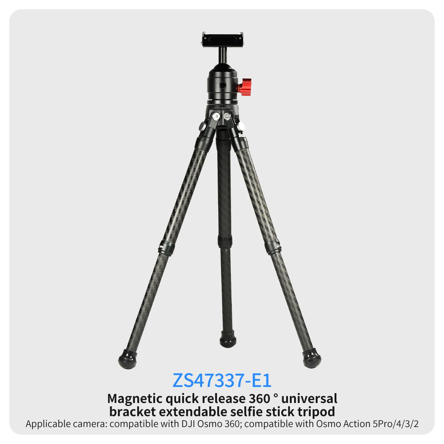 Einziehbares 3M Carbonfaser-Einbeinstativ-Selfie-Stick mit 1/4-Zoll-Stativadapter für Insta360 X6, Magnetic DJI OSMO 360, Pocket4, Action6 Kamera – Detail 17