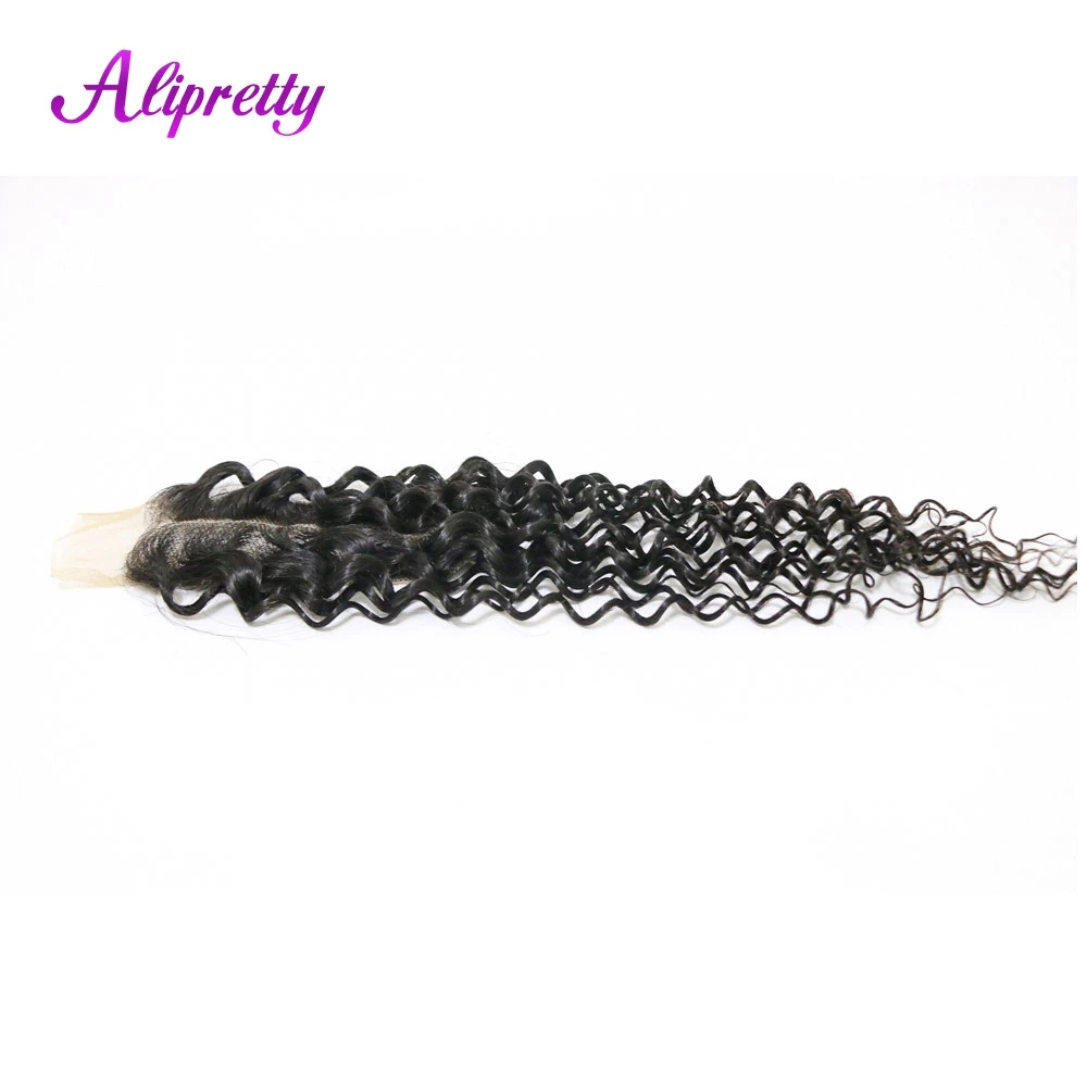 Alipretty Kinky Curly 2x6 HD Lace Closure Only Middle Deep Parting Closure 2x6 Human Hair For Woman Transparent lace 2x6 Closure