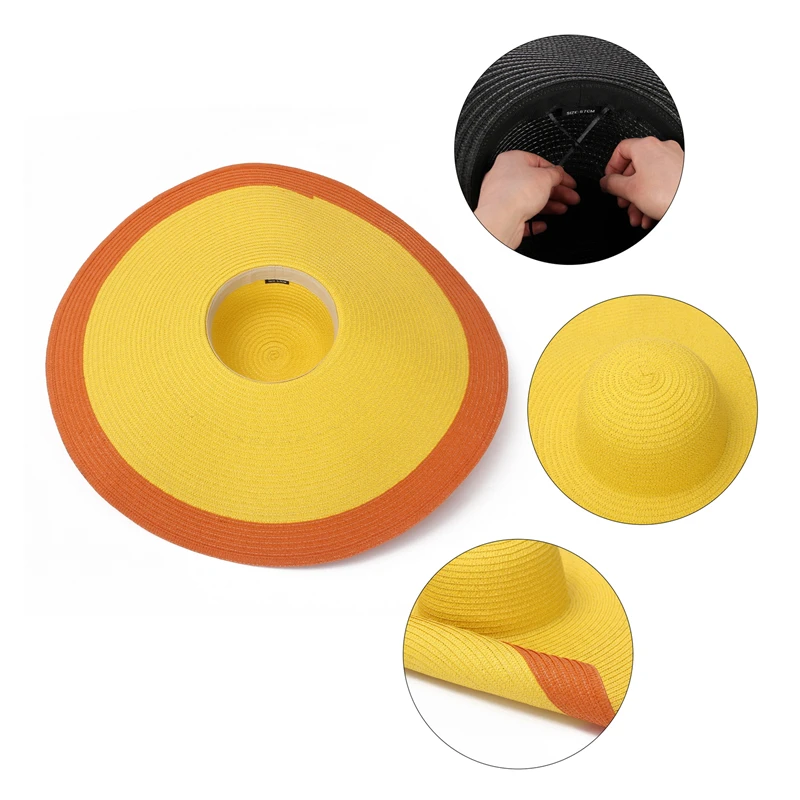 25 cm große Krempe, übergroße Strandhüte für Damen, großer Strohhut, UV-Schutz, faltbarer Sonnenschutzhut – Detail 13