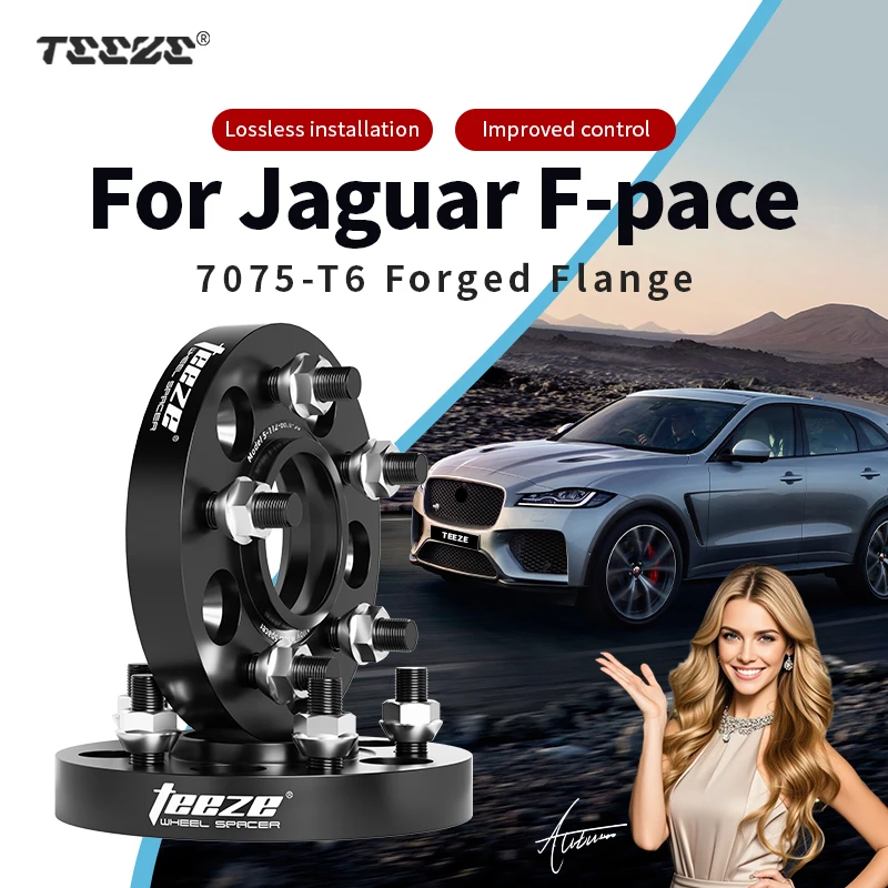 Teeze 2/4pcs 5x108 CB 63.4 M14 x 1.5 Hub Centric Black Forged wheel spacer For Ford Jaguar F-Pace Flange Plate15/20/25/30/35mm