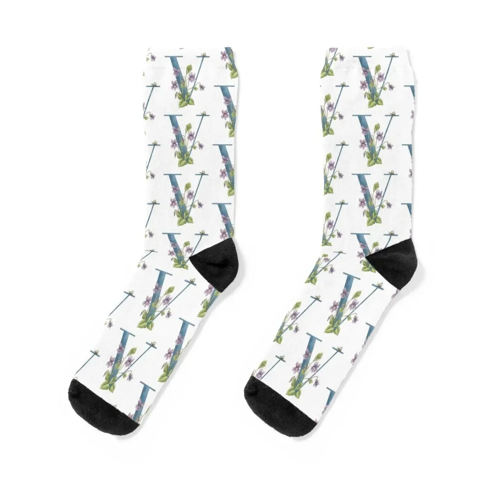 

V is for Violets Socks funny gifts Climbing Girl'S Socks Men's
