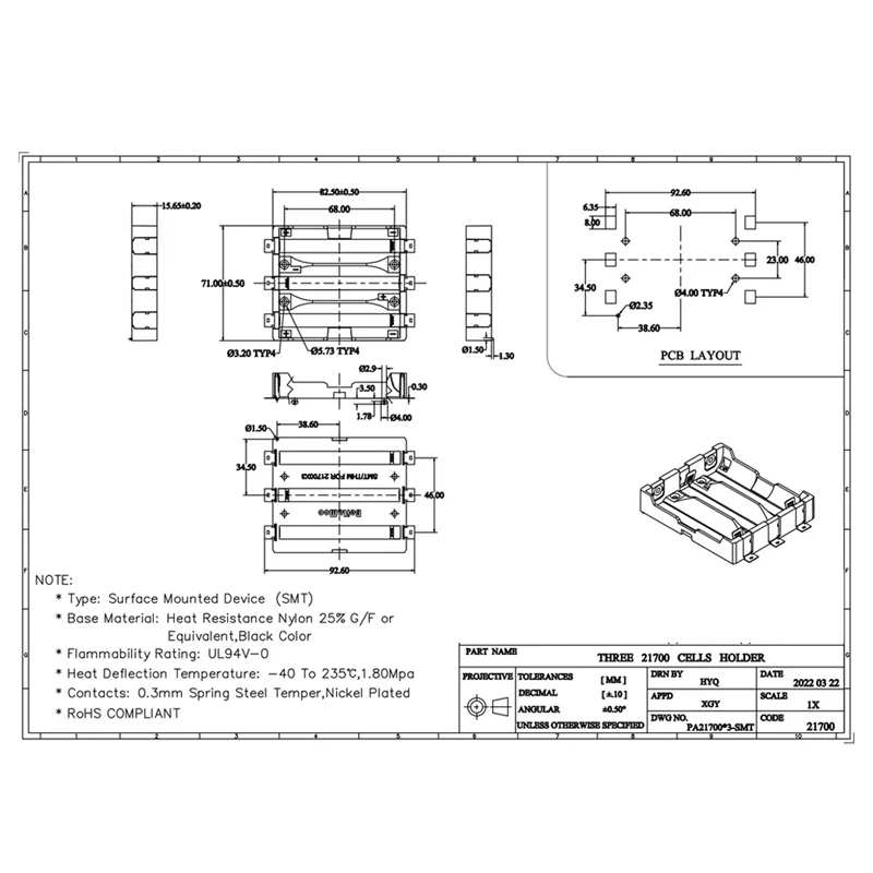 5 Pcs 21700 Battery Holder SMT For 1 2 3 Slots 21700 Battery Box 21700 Savings Box Battery High Quality Accessories