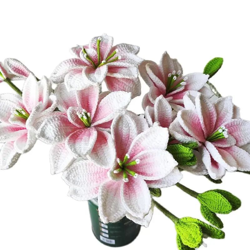 5 Branches Pink Lily Artificial Flowers Home Hotel Decoration Flowers Arrangement Bouquet DIY For Wedding Party Holiday Ornament