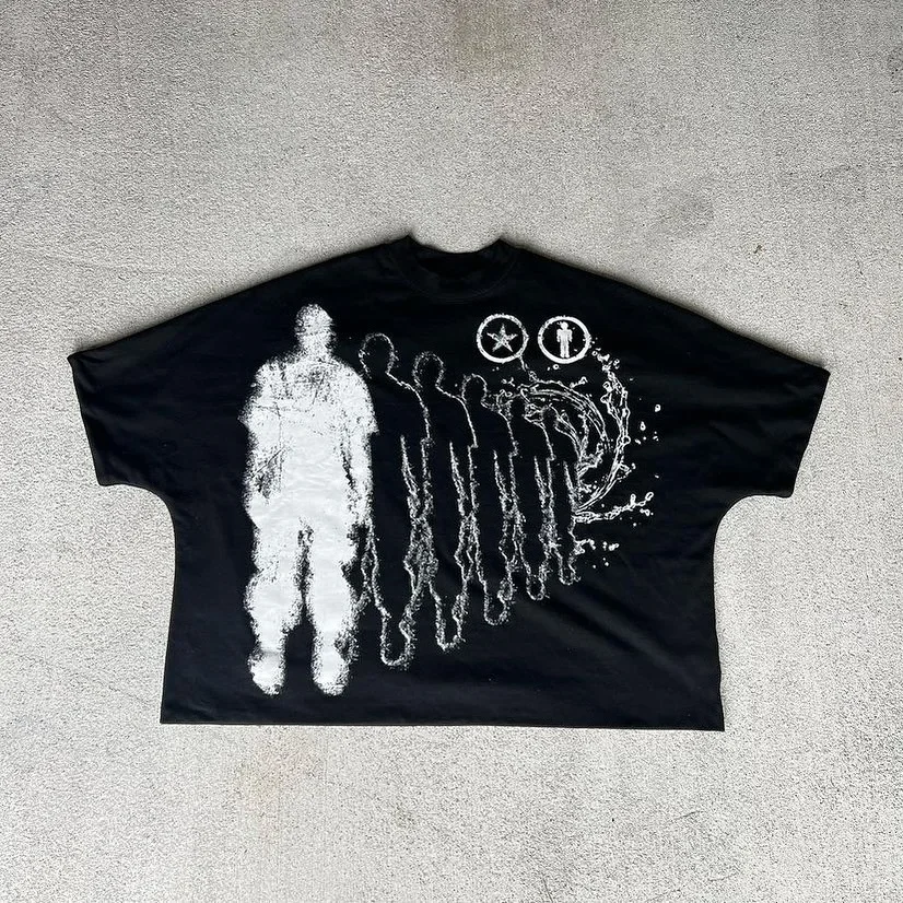 أنيقة الأمريكية أنيمي الكرتون الشارع الهيب هوب القطن الرجال أزياء فضفاضة تي شيرت الجرافيك تي شيرت الشارع الشهير Harajuku للجنسين #3