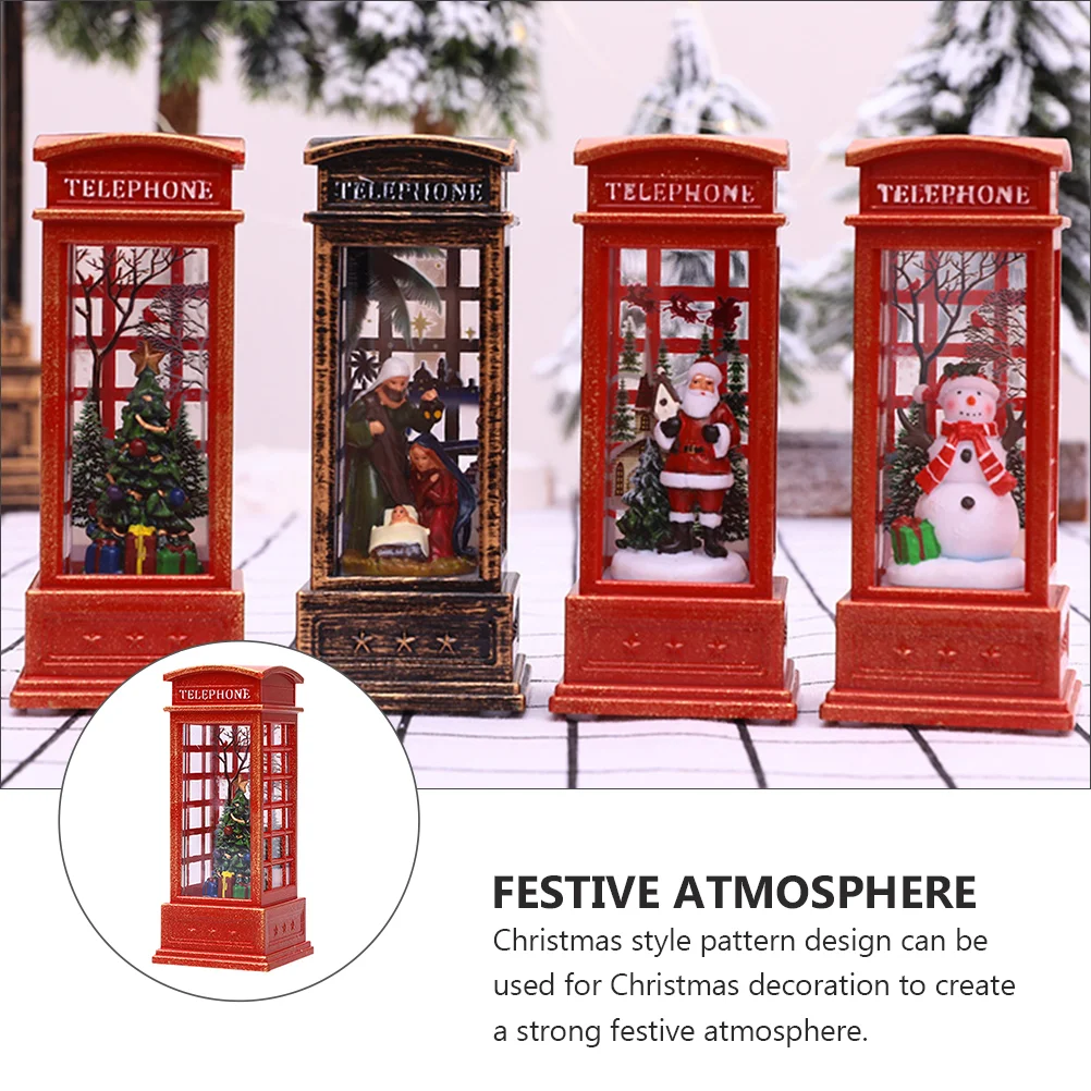 Nightlight Phone Booth Decoration Decorative Lamp Ornament Christmas Lantern Window Lights LED Red Creative