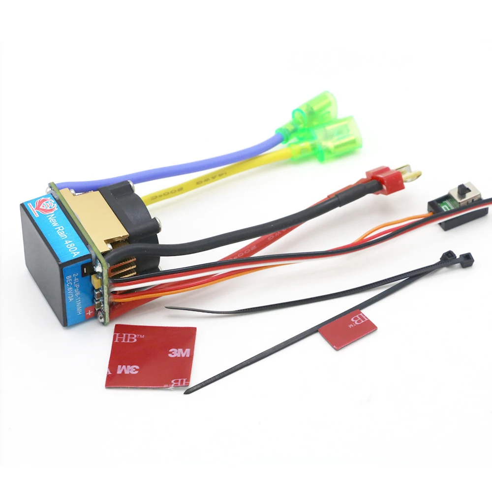 New Rain 480A 2-4S Waterproof Brushed ESC Speed Controller Dual Mode Regulator 5V/3A BEC For 1/10 RC Car Boat Truck Toys