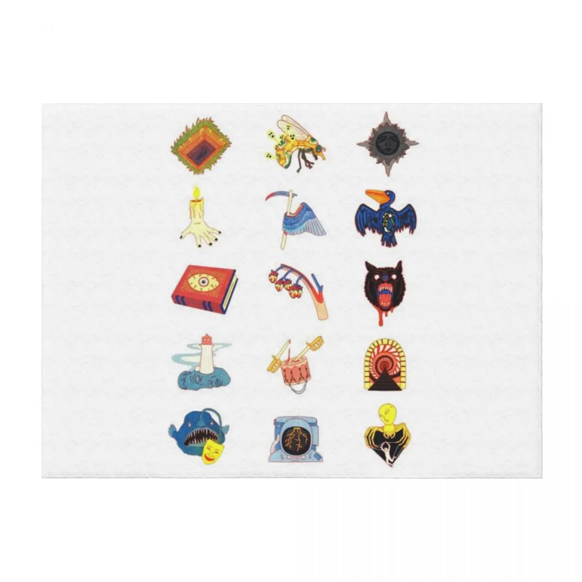 

15 Fears Risograph Icons Throw Blanket Decorative Throw Heavy Beach Camping Blankets