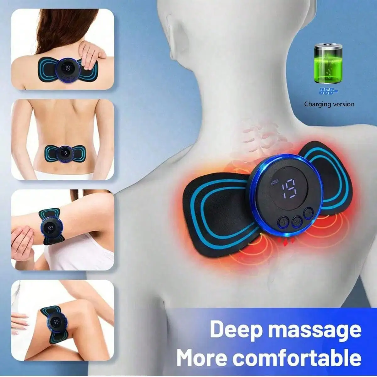 10pcs Rechargeable Portable Mini Electric Neck Massager,Neck Massage Stimulator Sticker Therapy Device,Healthy Therapy Equipment