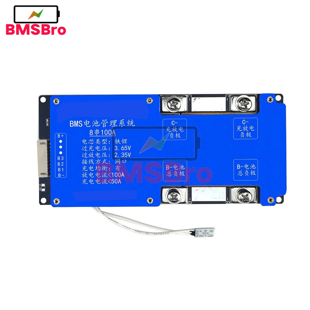 8S 24V 100A BMS Lifepo4 Battery Charging Protection Board Battery Cell Packs Balancer Equalizer Over Charge Discharge Protect 