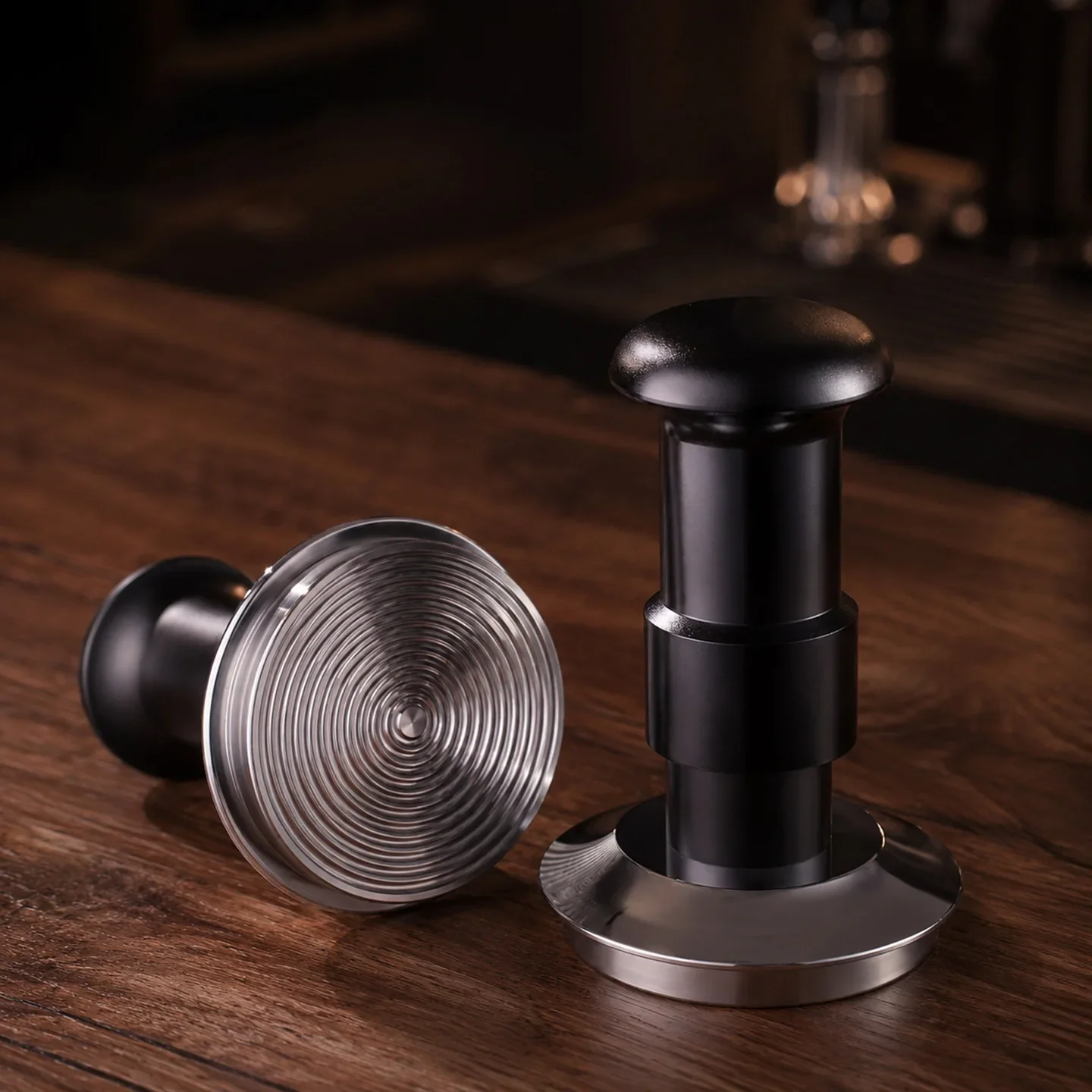 51/53/58mm Double Spring Loaded Coffee Tamper Adjustable Stainless Steel Coffee Impact Tamper Ripple Base Constant Pressure