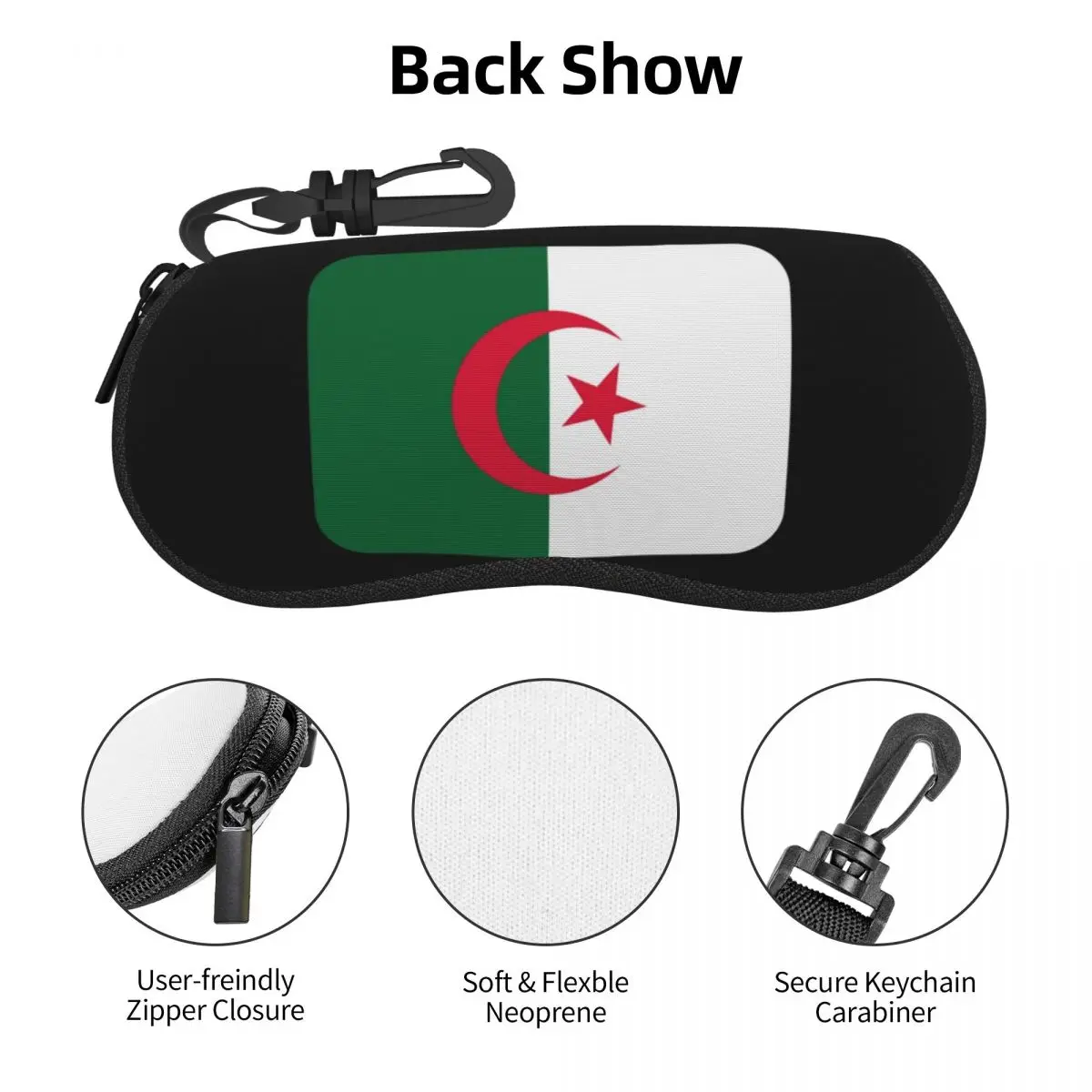 アルジェリア国旗シェルメガネケースポータブルサングラスボックス女性男性ソフト眼鏡バッグポーチ