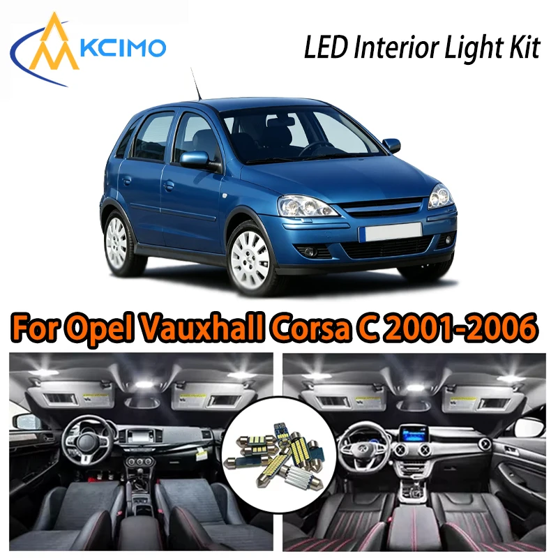 

Премиальные светодиодные светильники для салона Opel Vauxhall Corsa C 2001-2006, белый и ледяной синий, два цвета на выбор, атмосферная подсветка