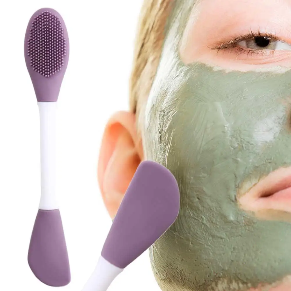 Esfoliante aplicador de cuidados com a pele facial macio beleza maquiagem escova de silicone máscara facial escova de cabeça dupla ferramentas de limpeza profunda