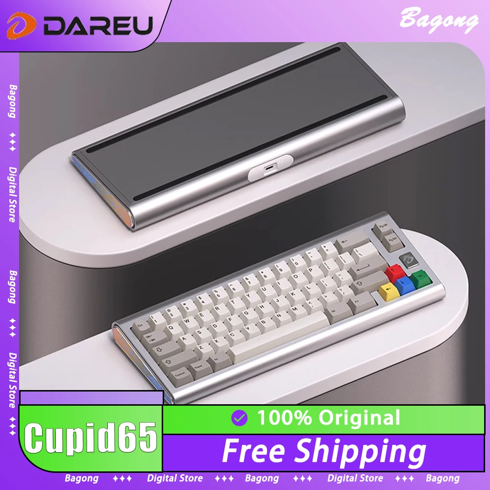 

Механическая клавиатура с ЧПУ Dareu CHAOSERA Cupid65, Двухрежимная Проводная игровая клавиатура из алюминиевого сплава, прокладка RGB, ПК