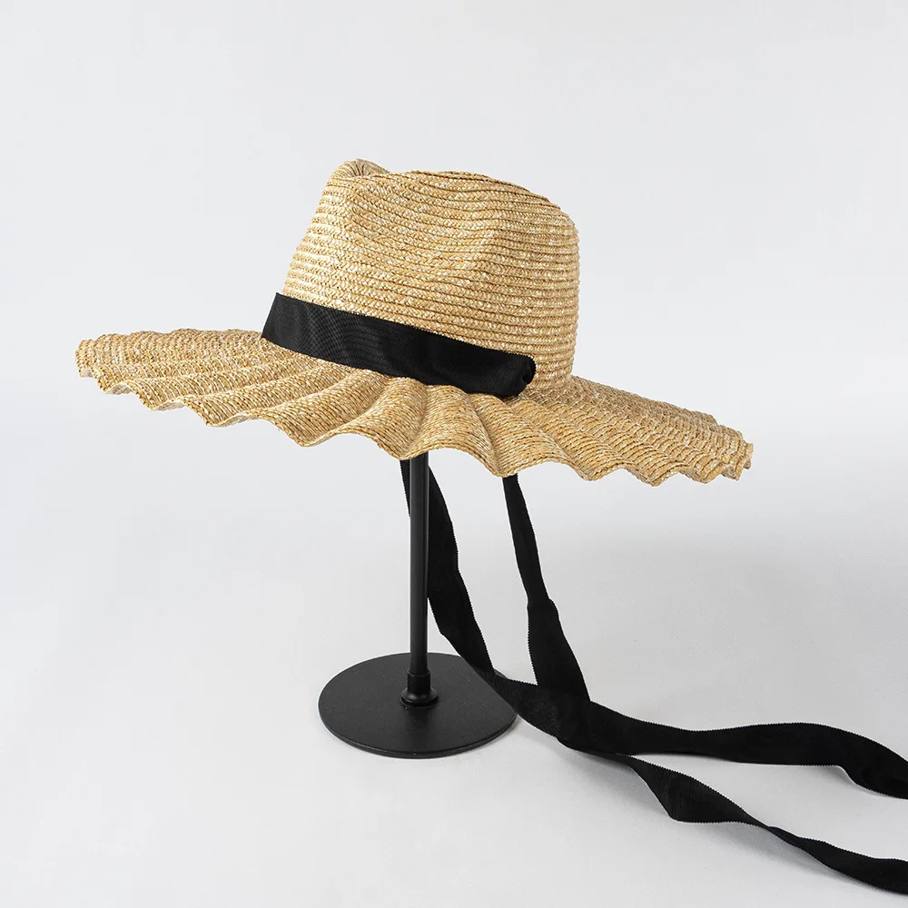 2025 neue handgemachte Stroh Jazz Jakobsmuschel Sonnenhut Mode Frühling Sommer Outdoor Allgleiches Band Sonnencreme große Krempe Strand Strohhut – Detail 15