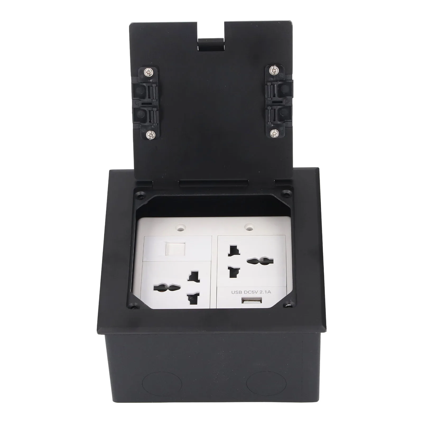 Floor Power Socket Box Stainless Steel 16A 3 Prong Hole USB Computer Port Recessed Outlet Box Recessed Power Socket Box
