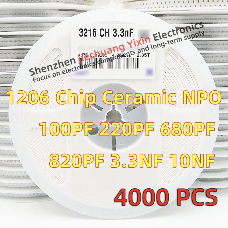 

Chip Ceramic Capacitor 1206 100PF 220PF 680PF 820PF 3.3NF 10NF 50V 5% accuracy NPO(COG) material 3216 Capacitance 4000pcs