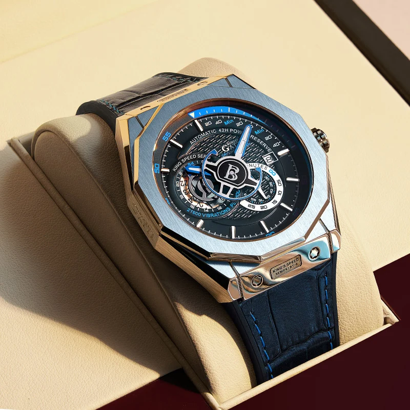 BONEST GATTI Automatic Mechanical Watch Men's King Speed Series German Waterproof Genuine Leather Strap Men's Luxury Watches