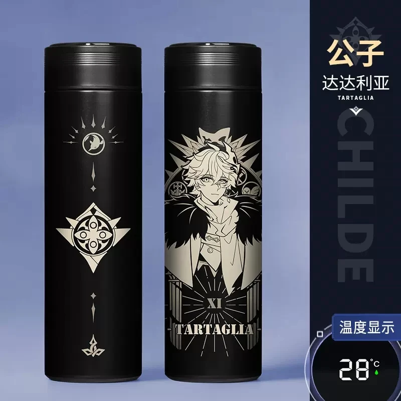 Game Genshin Impact Fatui Pantalone Dottore Tartaglia Cosplay Screen Display Stainless Steel Vacuum Cup Thermos Cup Water Bottle