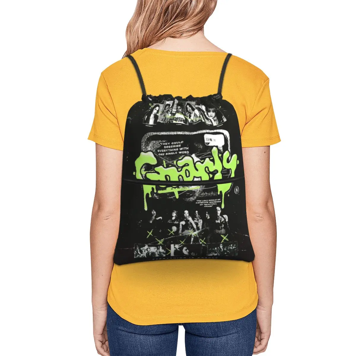 Korean Style KATSEYE Gnarly Backpacks Portable Drawstring Bags Sports Bag Book Bags for Travel School