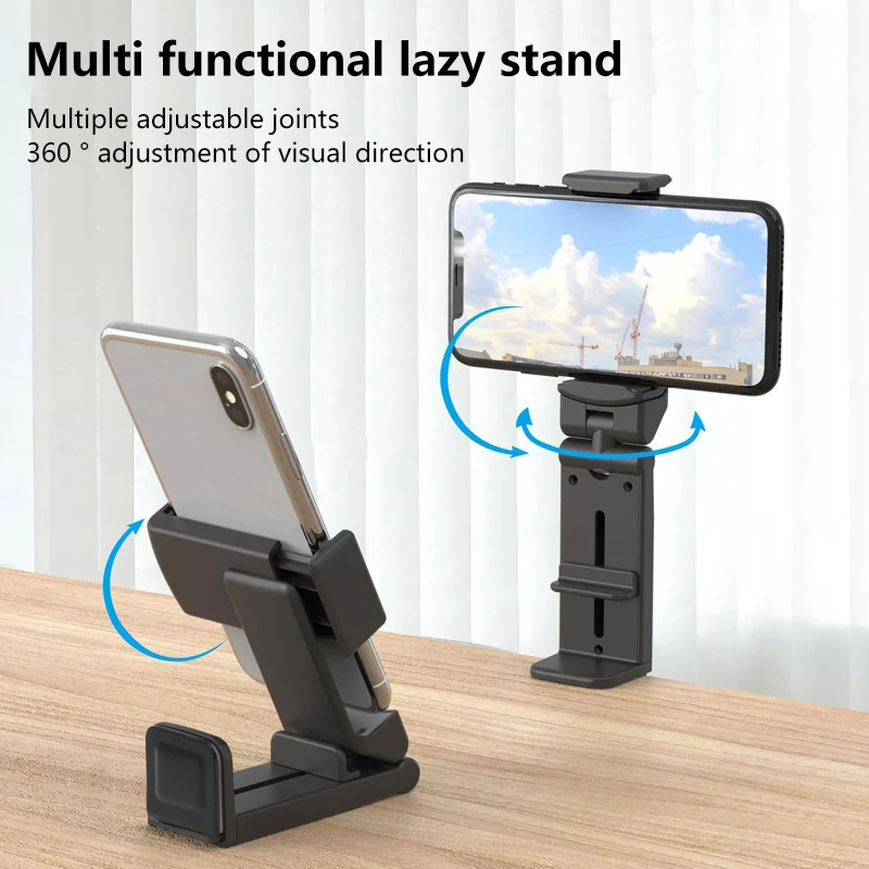 

Multi-functional Foldable And Portable Lazy Phone Holder 360 Degree Rotating Phone Clamp For High-speed Rail, Airplane, Desktop