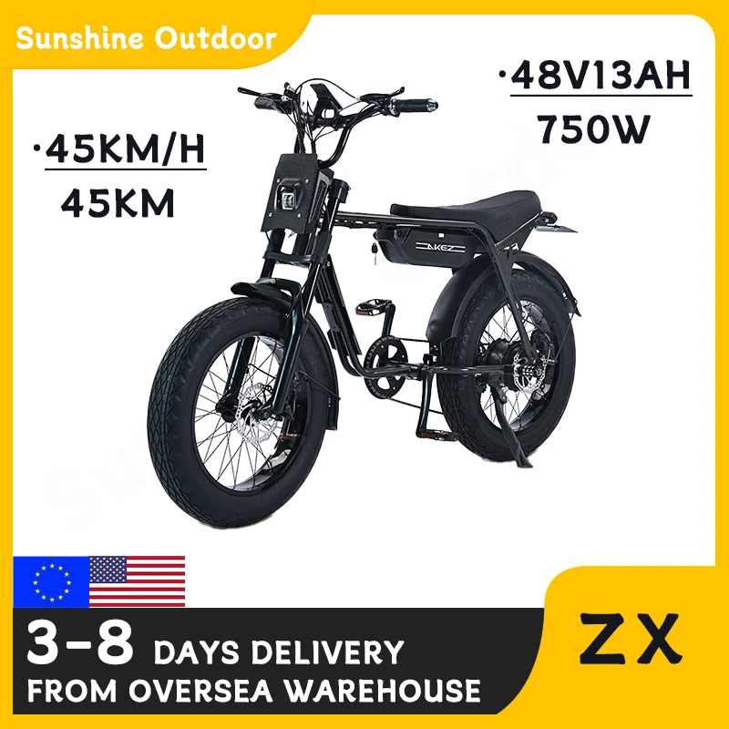 AKEZ electric bicycle 48V13AH750W 20-inch removable battery adult off-road mountain electric motorcycle outdoor riding equipment