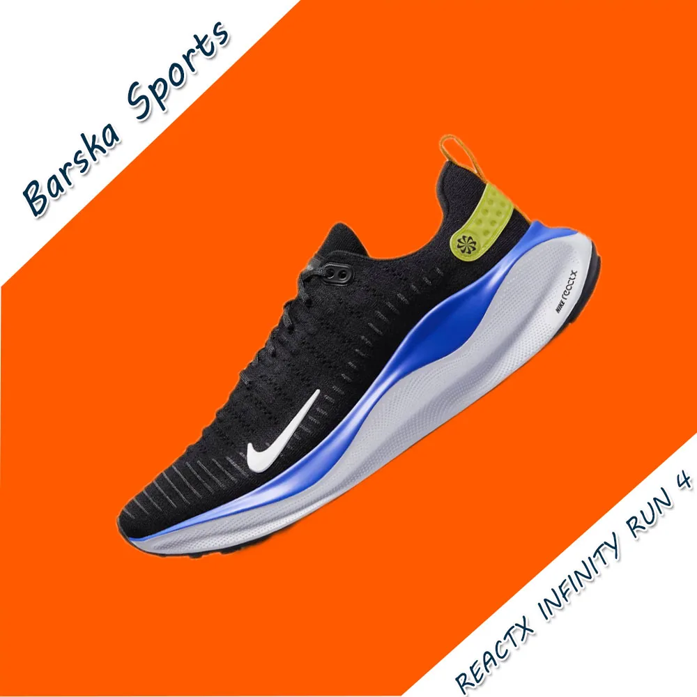 Nike React Infinity Run FLyknit 4 Low Men's Sneakers Lightweight cushioned running shoes Comfortable and wearable Black&Blue