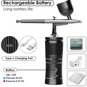 Rechargeable aerograph compressor kit, air brush spray pistol, water oxygen, deep hydration machine, nail art, tattoo, cake makeup 12 MAIN ELECTRIC PRIBER SALES - №9