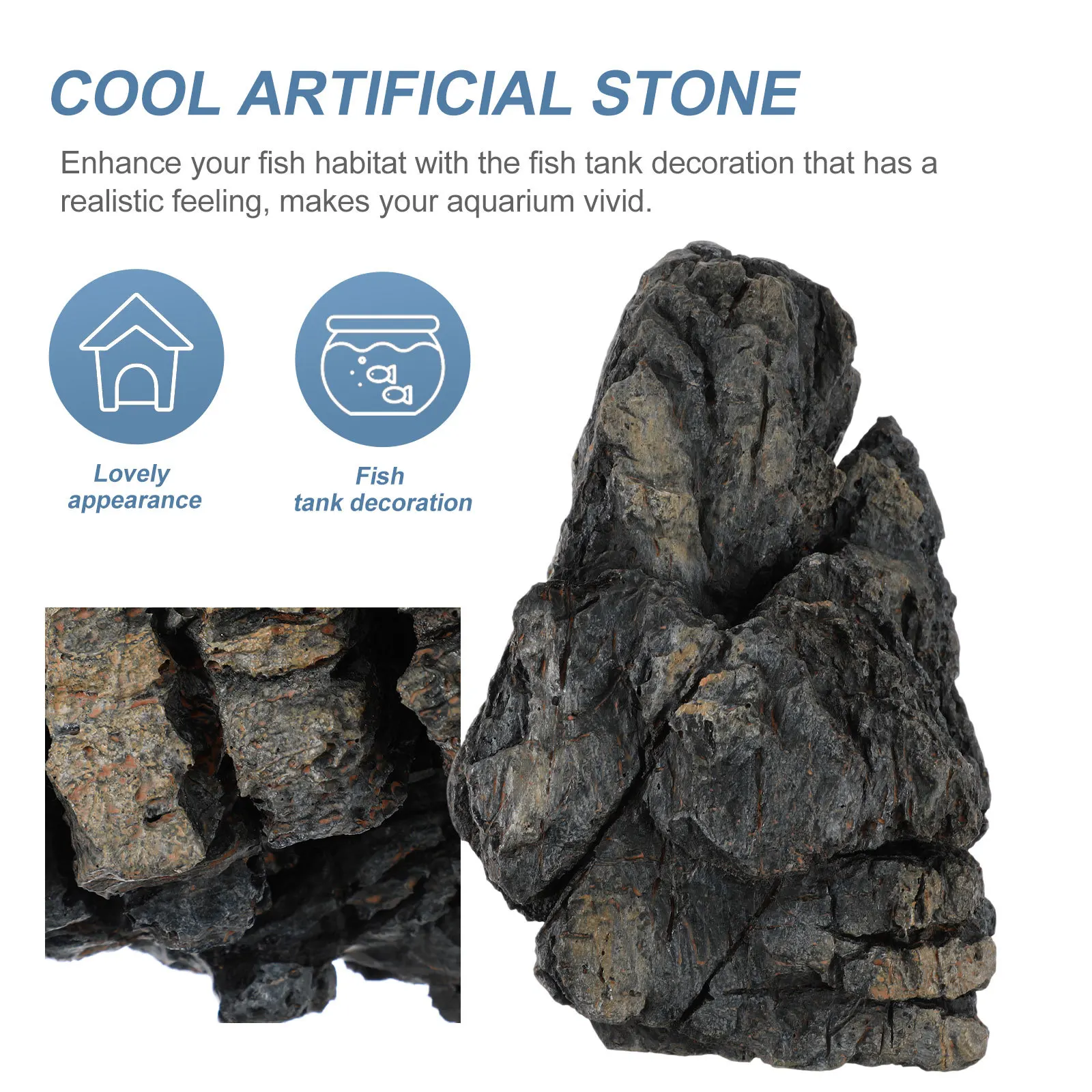 

Fish Tank Stone Ornament Realistic Design Resin Material Safe for Aquarium Landscape Decoration Simulation Stone