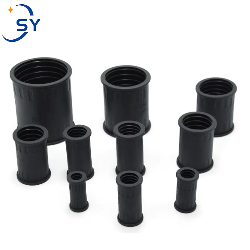 5Pcs PP Plastic Bellows Rubber Straight Joint Threaded Pipe Joint Hose Butt Connector Two AD25 Corrosion Waterproof AD34.5