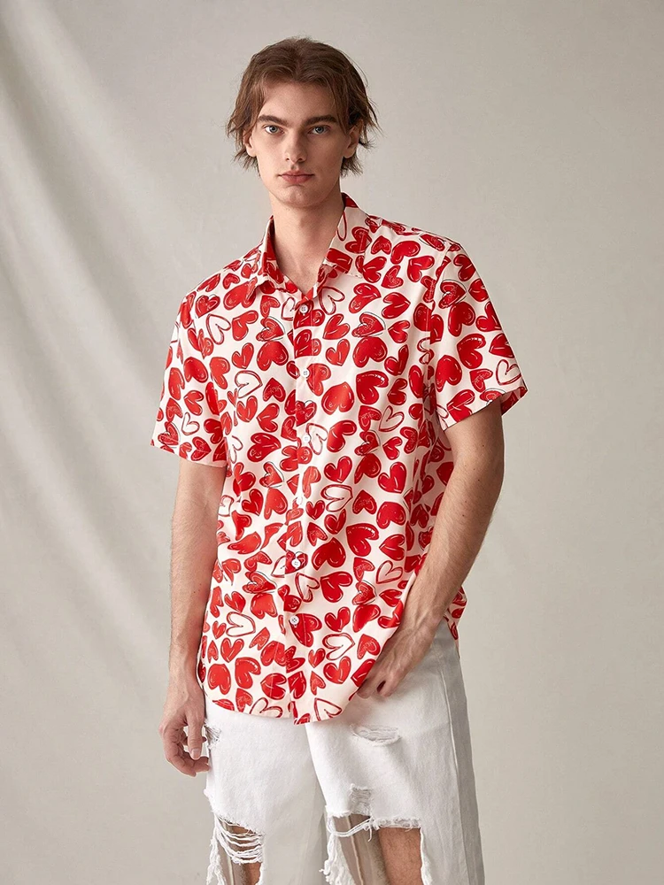 Camisa de manga corta de estilo urbano de moda para hombre, camisa de manga corta para hombre, camisa informal para fiesta de vacaciones junto al mar para hombre